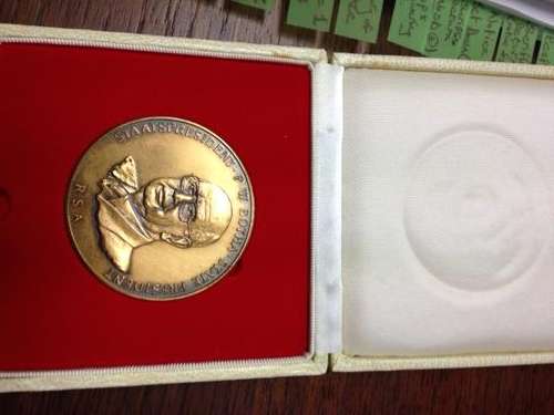 1987 PW Botha Commemorative Brass Medallion