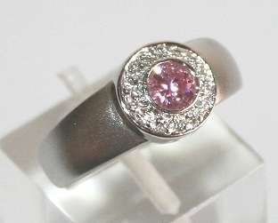 9k / 9ct white gold cluster RING: pink & white simulated diamonds. Ready for you. Last one!