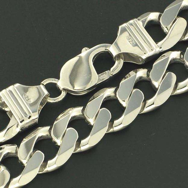 Oval cut curb CHAIN: 11.6mm wide, 60cm, sterling silver = a BROAD, BOLD STUNNER!
