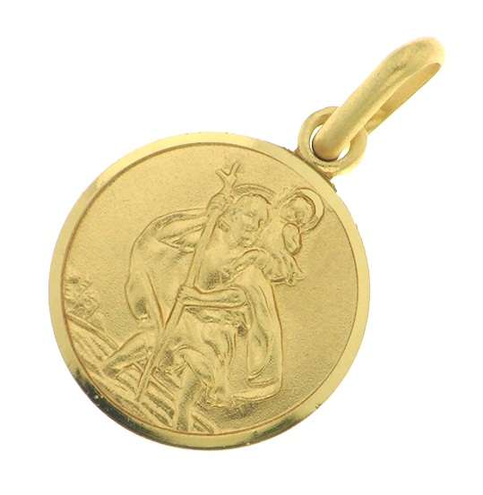 9k / 9ct gold Saint Christopher disc, 12mm. Fine Italian detail. Ready for you. Last one!