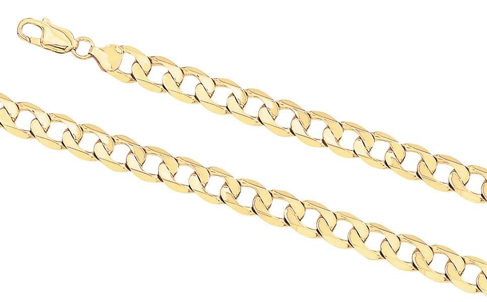 9k / 9ct gold oval curb BRACELET: 9.4mm wide, 23cm