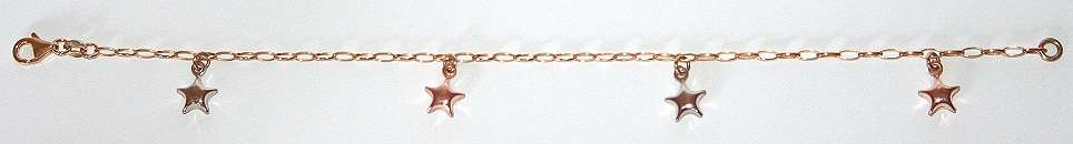 REDUCED MADLY - 9k / 9ct gold 3 colour Charm Bracelet, 4x star charms. Ready for you. Last one!