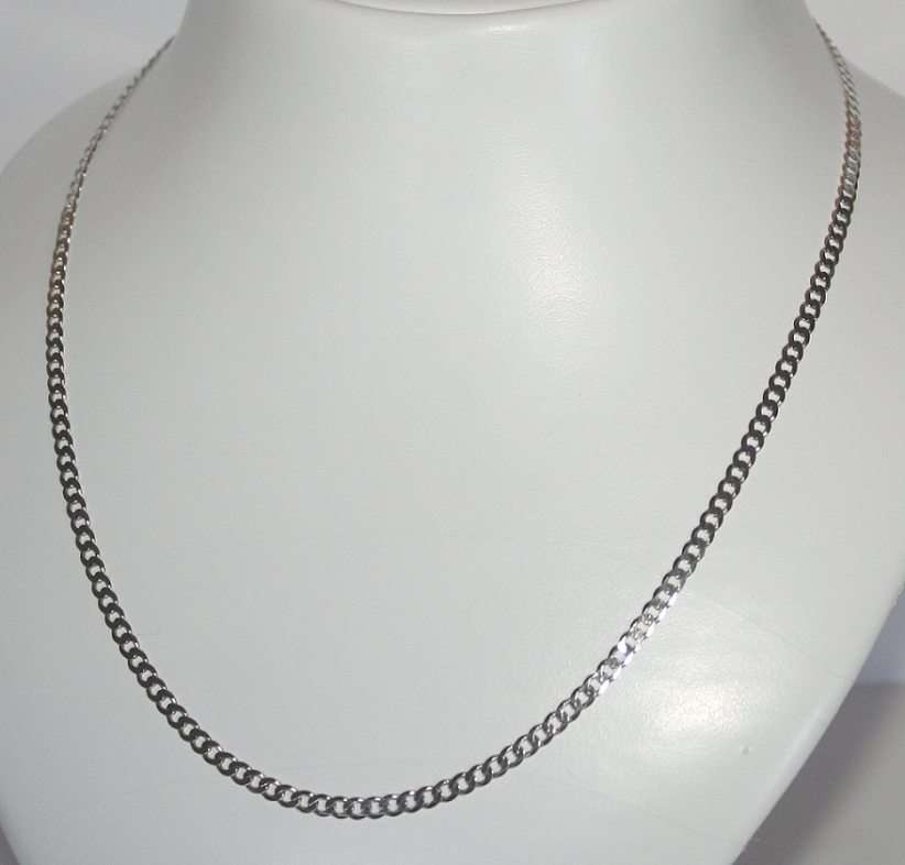 9k / 9ct white gold CHAIN: 3mm curb, 50cm
