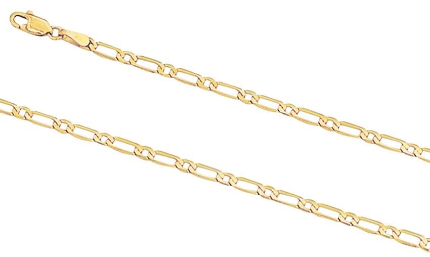 9k / 9ct gold CHAIN: 1+1 Figaro, 2.8mm wide, 55cm