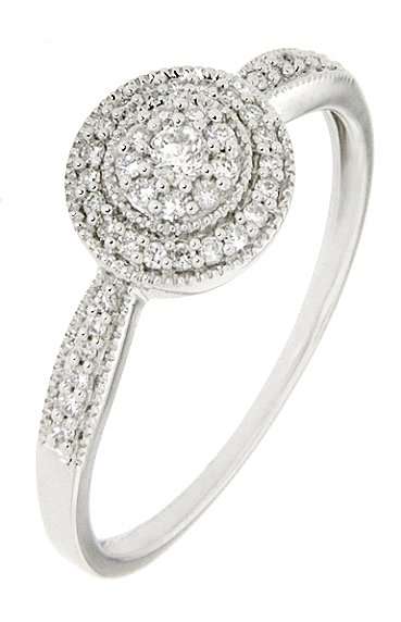 9k / 9ct white gold Engagement or Dress cluster RING: diamonds