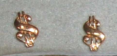 19.2k / 19.2ct Portuguese rose gold $ dollar stud EARRINGS. Ready for you