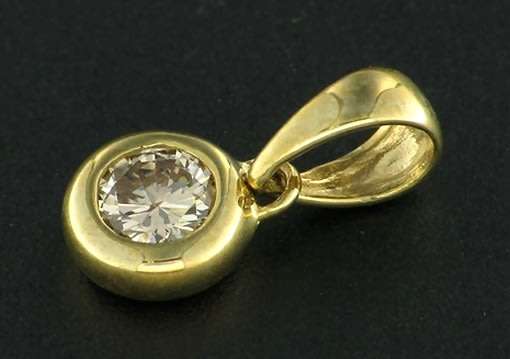 9k / 9ct gold & diamond Solitaire PENDANT: 0.203ct tube set