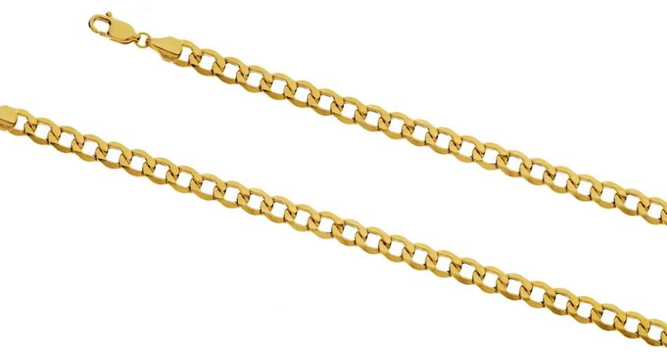9k / 9ct gold hollow Curb CHAIN: 5.1mm wide, 50cm