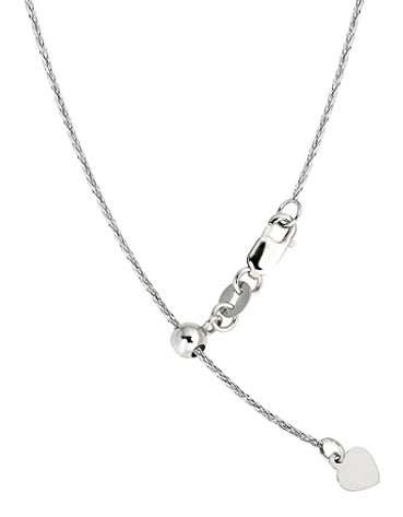 9k / 9ct white gold CHAIN: Wheat or Spiga link, 0.9mm wide, adjustable to 50cm