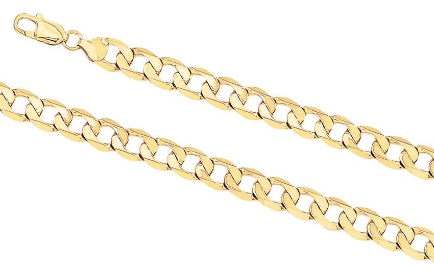 9k / 9ct gold oval curb CHAIN: 8.6mm wide, 60cm