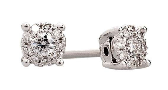 9k / 9ct white gold illusion EARRINGS: 0.30cttw diamonds