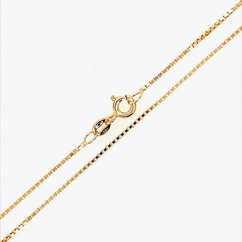 9k / 9ct yellow gold Box link CHAIN: 1mm wide, 50cm