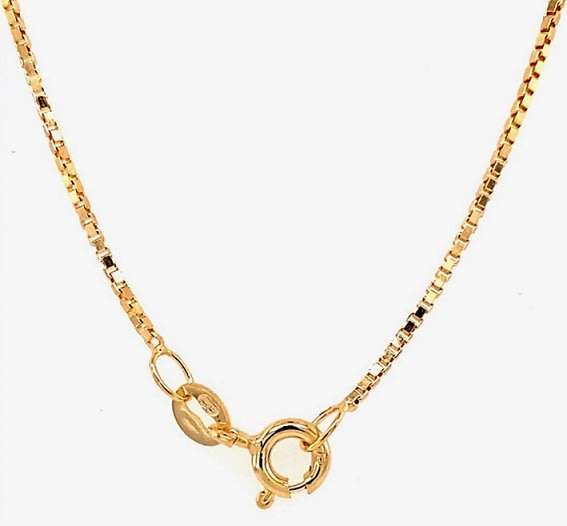 9k / 9ct yellow gold Box link CHAIN: 1mm wide, 50cm