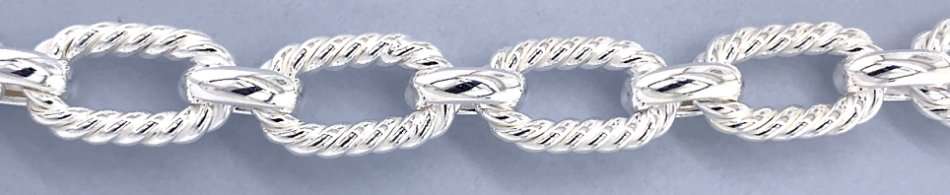 Oval rope CHAIN: 11mm wide, 50cm, sterling silver  GLAMOROUS