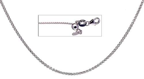 9k / 9ct white gold CHAIN: Wheat or Spiga link, 0.9mm wide, adjustable to 50cm