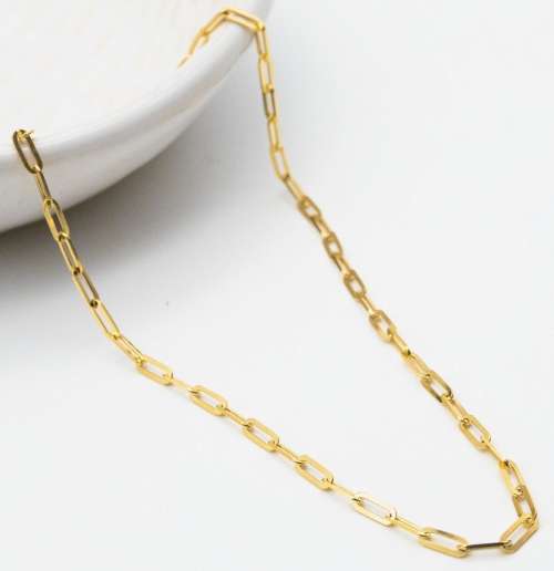 9k / 9ct gold paper clip CHAIN: 3.6mm wide, 45cm