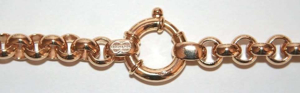 9k / 9ct gold Rolo / Belcher Signoretti BRACELET: 8mm wide, 20cm. Last one!