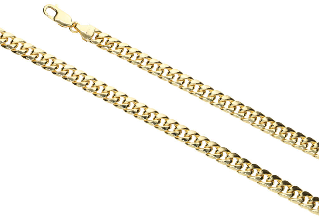 9k / 9ct gold Cuban link BRACELET: 6.8mm wide, 21cm