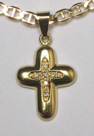 REDUCED MADLY - 18k / 18ct gold & diamond modern CROSS. Ready for you. Last one!