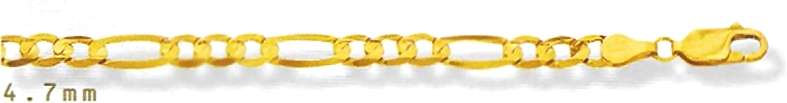 9ct gold CHAIN: 3+1 Concave Figaro, 4.7mm wide, 55cm