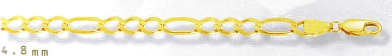 3+1 Figaro Larga BRACELET: 4.8m wide, 21cm. Solid 9ct gold