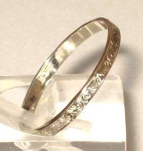 REDUCED MADLY - 9ct white gold engraved Band / Ring, 2mm wide. Ready for you