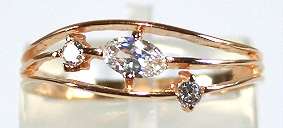 Modern designer RING: simulated diamonds, 19.2k / 19.2ct rose gold. Ready for you. Last one!
