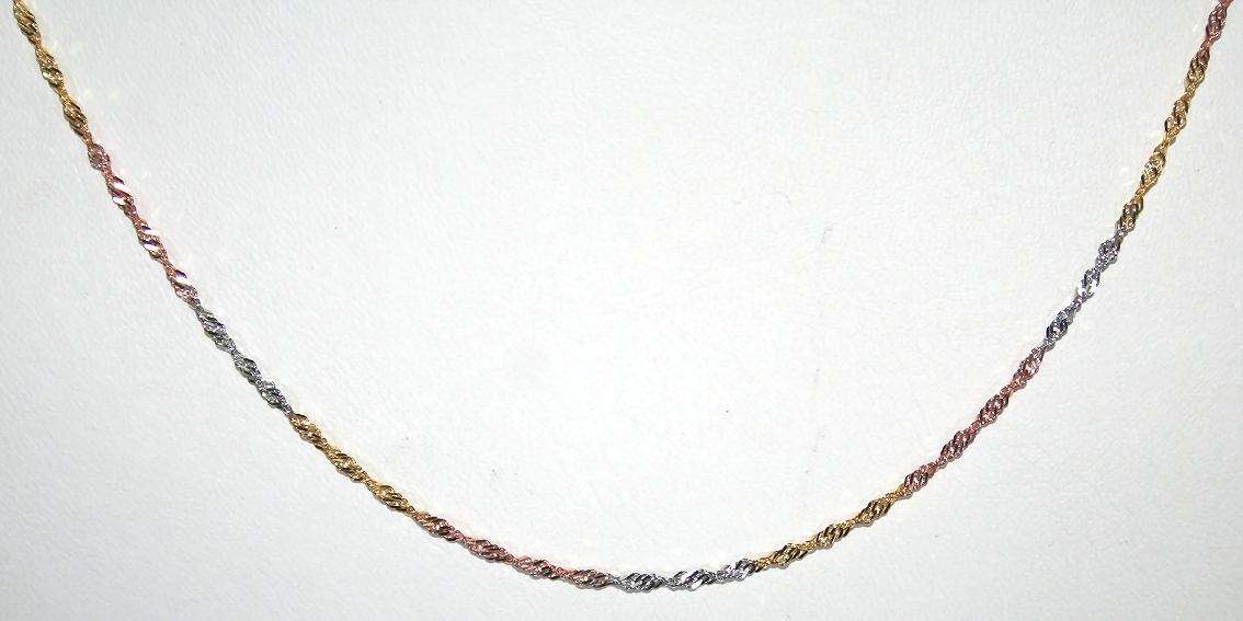 9ct gold (3-colour) Singapore CHAIN, 50cm. Ready for you