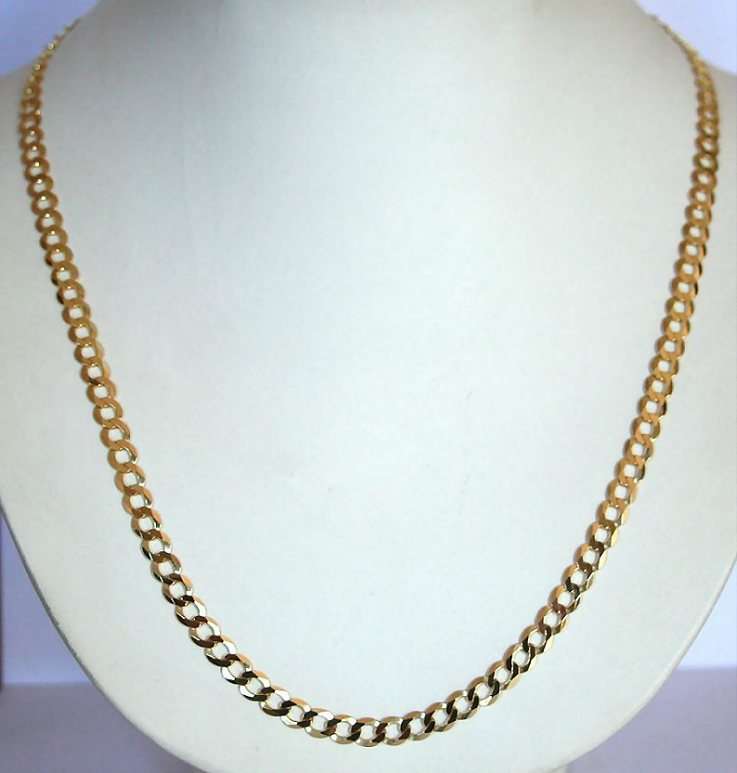 9ct gold Curb CHAIN: 7.3mm wide, 60cm