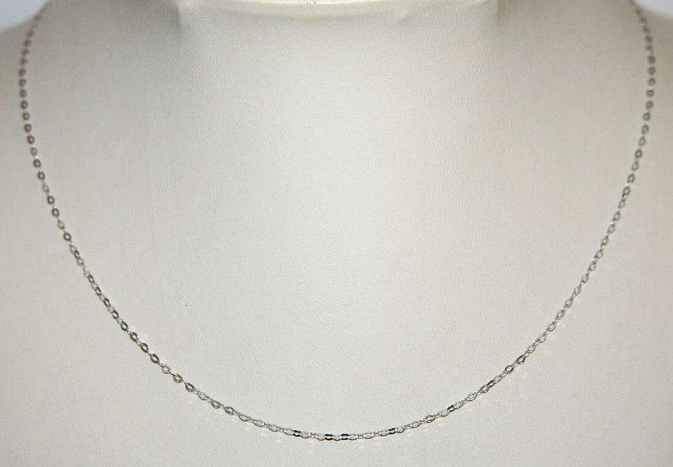 9ct white gold CHAIN: oval anchor, 1.7mm wide, 45cm. Ready for you