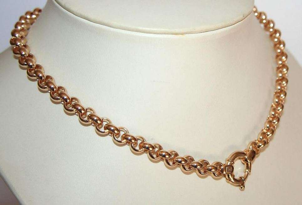 9k / 9ct gold Rolo / Belcher Signoretti CHAIN: 8mm wide, 45cm