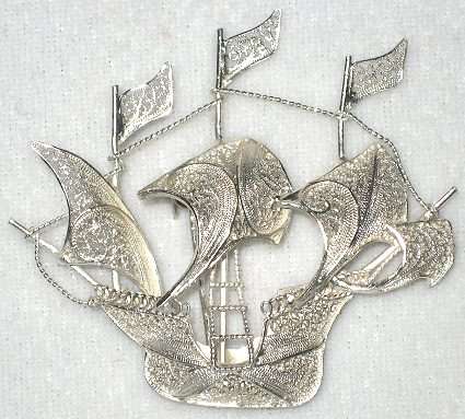 Caravel Filigree BROOCH: sterling silver. Exquisite detail. Ready for you. Last one!