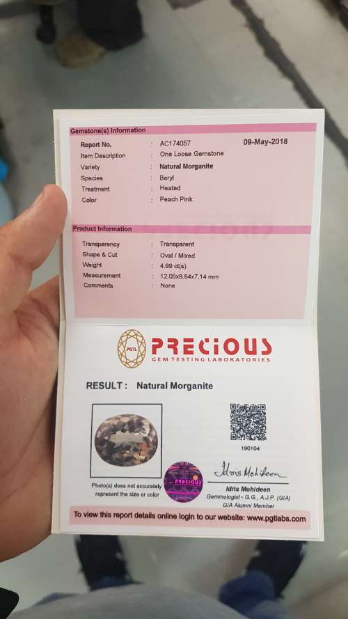 MORGANITE 4.99 CARAT