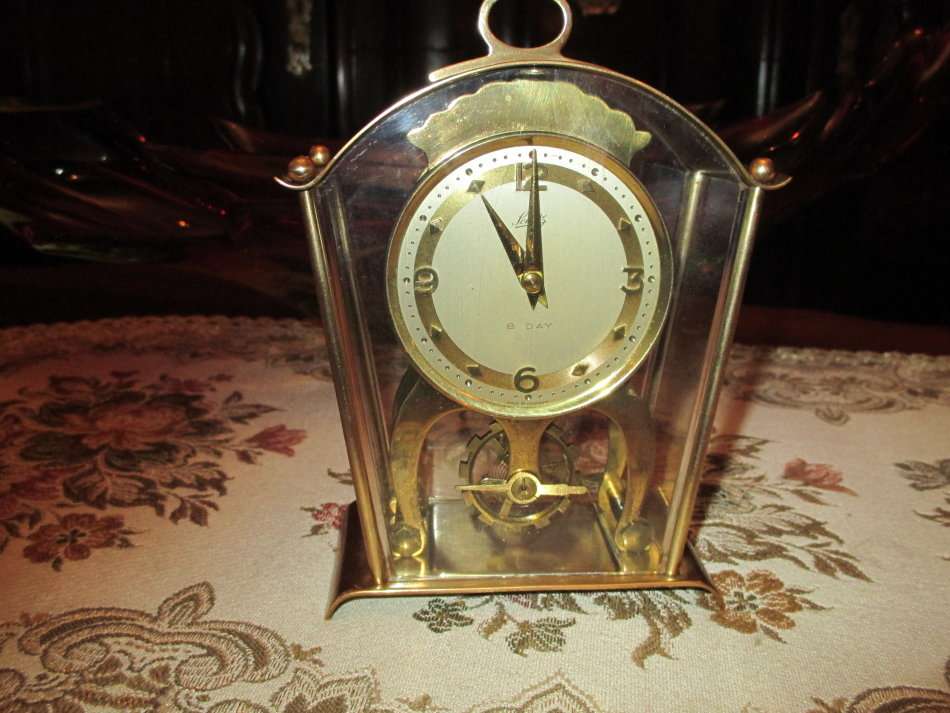 Vintage Small Solid Brass Schwatz Mantle Clock