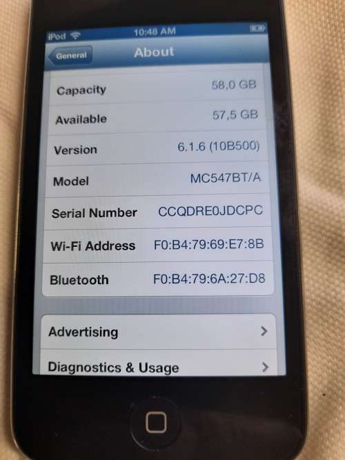 APPLE IPOD TOUCH | BLACK | 64GB | 4TH GENERATION | MC547BT/A | RETINA DISPLAY