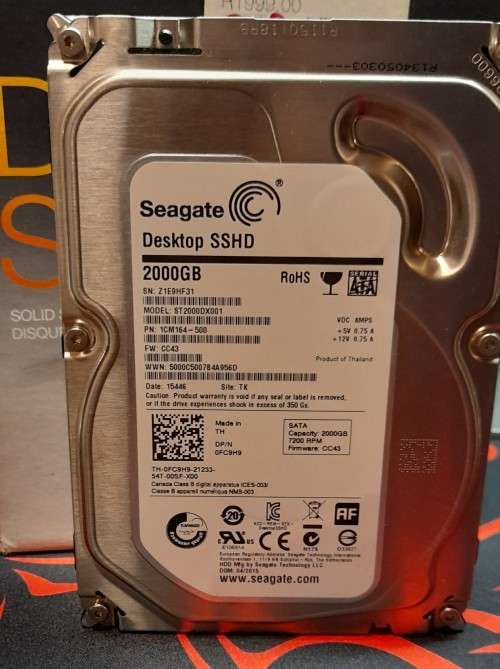 `Massive`  2TB Seagate SSHD ( SSD + Hardrive) 6Gbit/s SATA Drive for Faster Boot and Faster Access