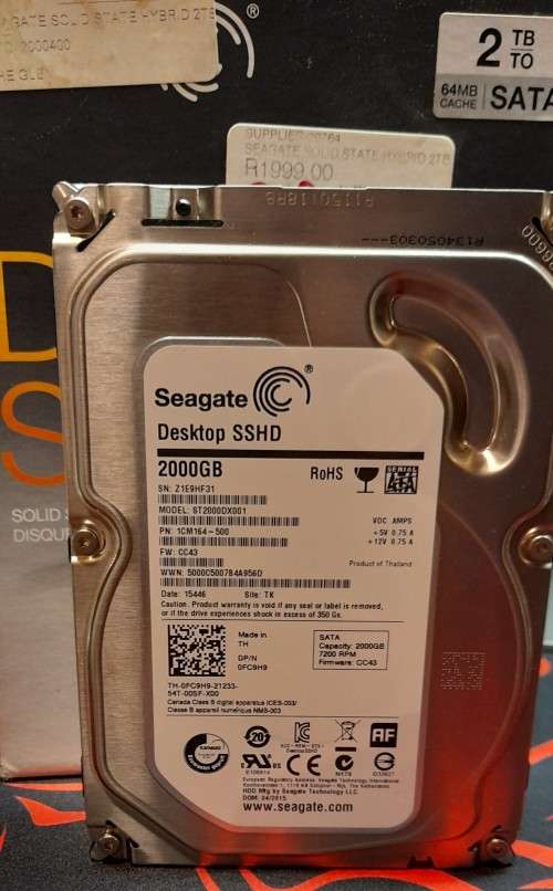 `Massive`  2TB Seagate SSHD ( SSD + Hardrive) 6Gbit/s SATA Drive for Faster Boot and Faster Access