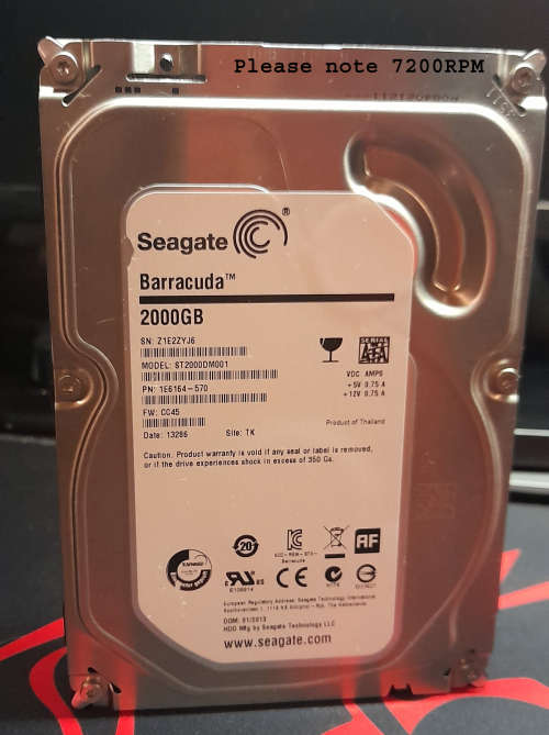 Seagate Barracuda ST2000DM001 Desktop SATA Hard Drive - Fast - 2TB - 7,200RPM - SATA 600 - 6.0Gbps