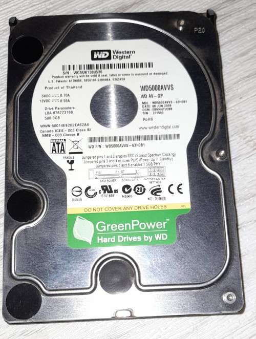 Western Digital 500gb - 5400 - Enterprise Grade SATA Harddrive