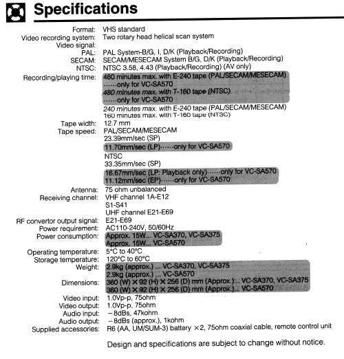 Sharp VC-SA570 -  VCR in Working order with Remote and user Manual.