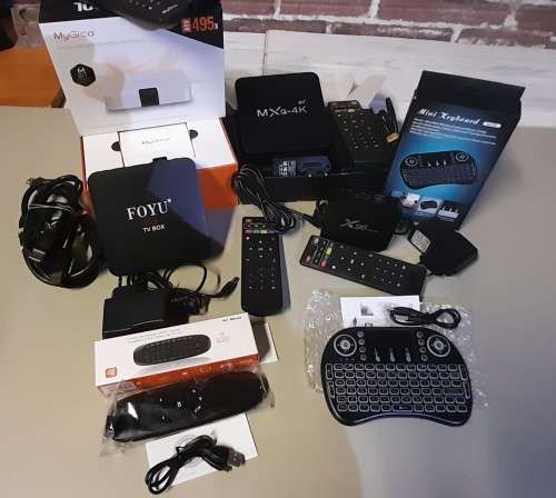 Wow - 4 x Android TV Boxes - Tested Working with New Mini Keyboard and Air Mouse - Bid for All