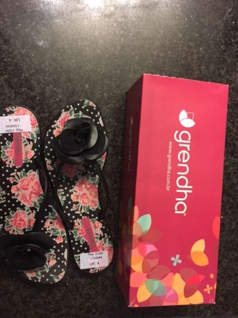 Grendha - Size 4 Black Sandal with Flower