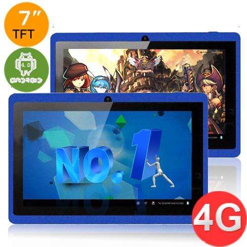 Tablet - Q88 Allwinner A13 4GB DDR3 512MB 7inch Capacity Touch Screen Android 4.0 Blue FREE SHIPPING