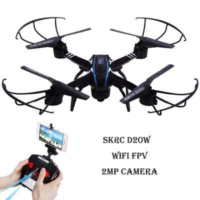 SKYC D20W WiFi FPV 2 Mega CAM 2.4G 4 Channel 6-axis Gyro Quadcopter One Key Automatic Return RTF  -