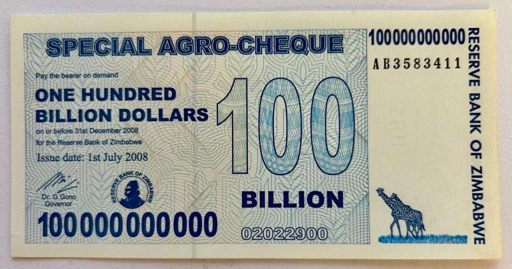 ZIMBABWE 100 Billion Dollars, 10 note bundle