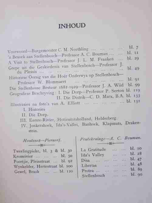 Stellenbosch 1679-1929-Houtsnee- Pierneef, Pentekeninge-AC Bouman