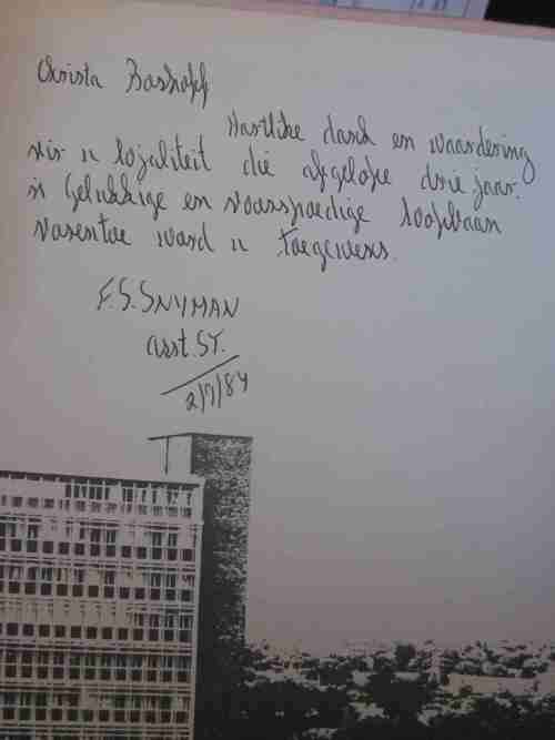 Pietersburg 1886-1986-Louis Changuion- sticker en klein merkie op hardeband voor