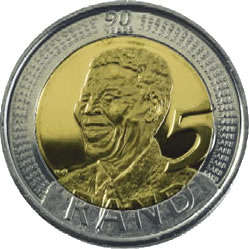 CIRCULATED MANDELA BIRTHDAY R5 COIN IN A GOOD CONDITION