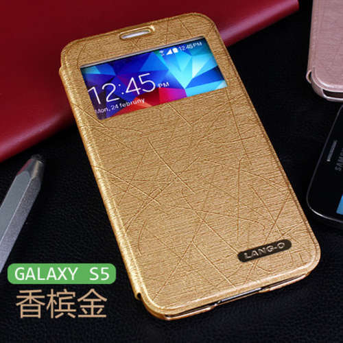Flip cover case for Samsung Galaxy S5 (Gold)