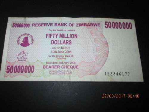 WOW... 50 MILLION DOLLARS ZIMABABWE NOTE..BECOMING SCARCE
